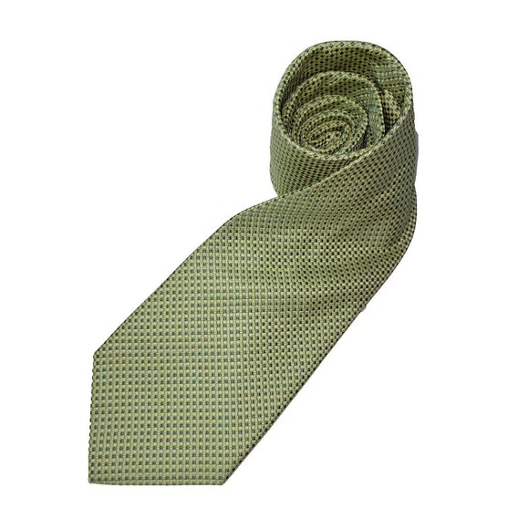 Banana‎ Republic Tie Mens Necktie Yellow Blue Made in Italy Silk Textured - Picture 1 of 7